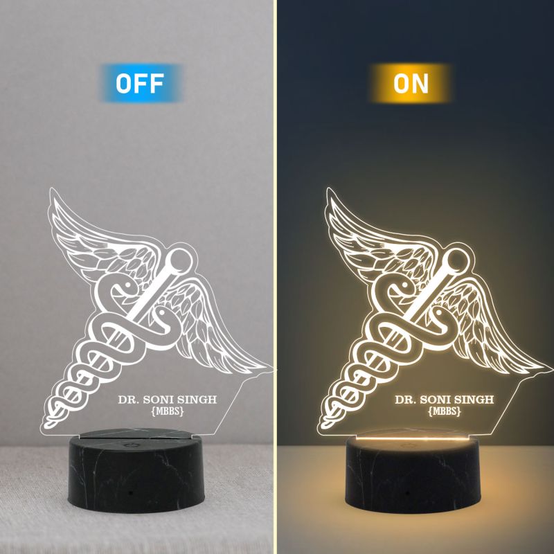 Customized Led Lamp Personalized with Name and Logo Warm White Color Gift For Doctors